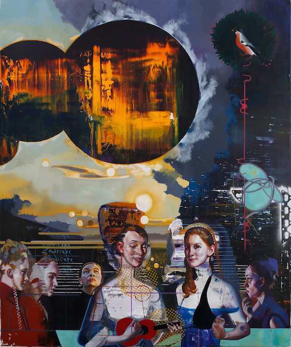 Rayk Goetze: Das Spiel, 2020, oil and acrylic on canvas, 240 x 200 cm 

